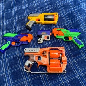 Nerf Assorted Blaster Lot in Orange, Green, Blue, Purple